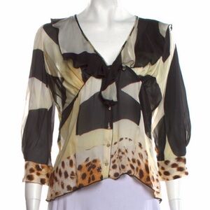 2007 Roberto Cavalli Chic Silk Animal Print Women's Top